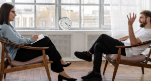two people talking